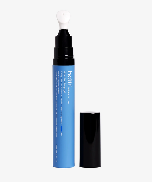 belif Aqua Bomb Cooling Eye Gel - Caffeine & Hyaluronic Acid for Puffiness & Hydration, Niacinamide & Vitamin C for Dark Circles, Adenosine & Collagen for Plumping & Firming, Korean Skin Care